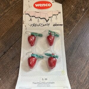Vintage Wenco Strawberry Tablecloth Weights Set of 4 Red Fruit Clips Germany